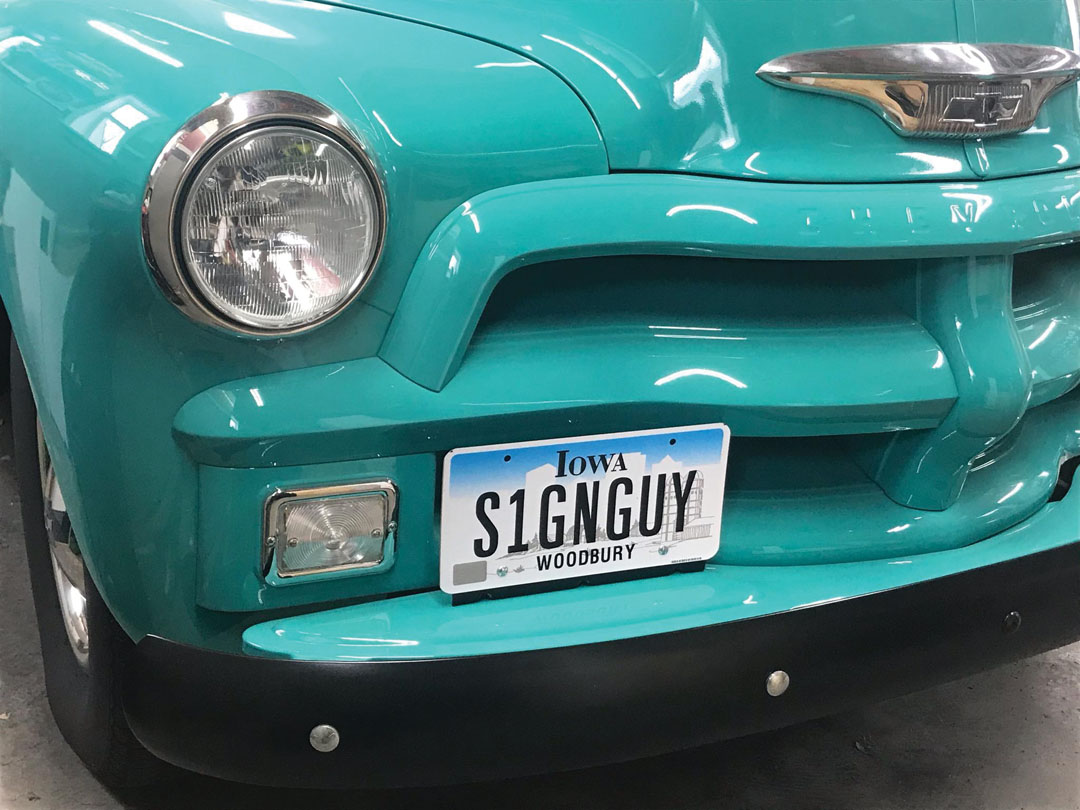 “This is on my 1954 Chevy pickup,” says Darren Maurer, Maurer Signs & Design, Sioux City, Iowa, “which I drive daily. It is always the topic of conversation!”