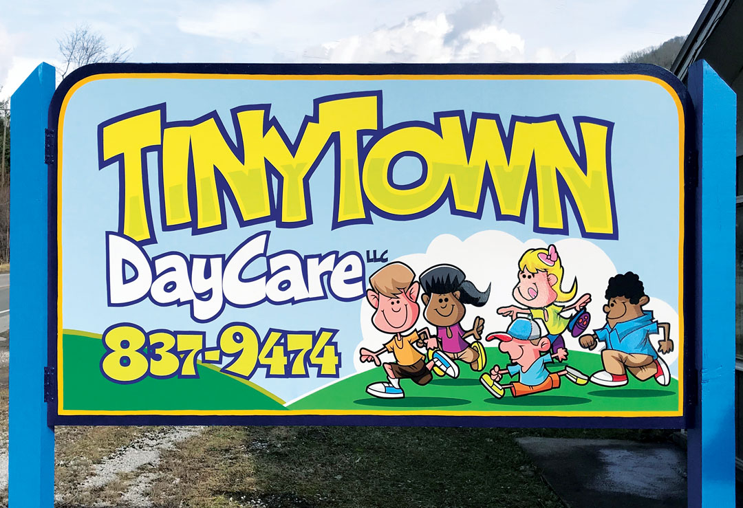 Double-faced sign done with digital prints on ½-in. overlaid plywood by John Deaton, Deaton Design, Ages, Kentucky. John did the original cartoons. They are available, along with many others, from <a href="/recommends/toonfactory" target="_blank" rel="noopener noreferrer">The Toon Factory</a>.